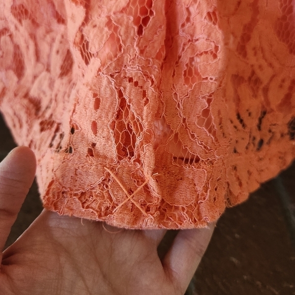 DOWNEAST Blue and Peach Lace Midi Dress. Size Medium - Picture 9 of 16